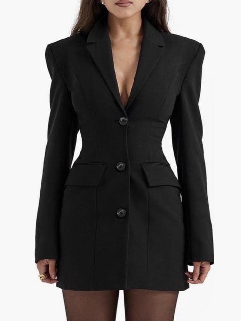 House of CB Amia Dress - (S) Black Tailored Blazer Dress
